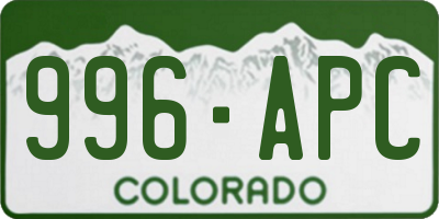 CO license plate 996APC