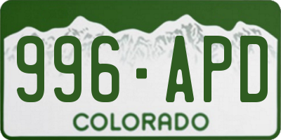 CO license plate 996APD