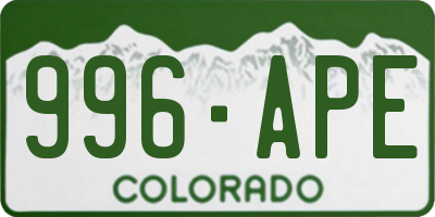 CO license plate 996APE