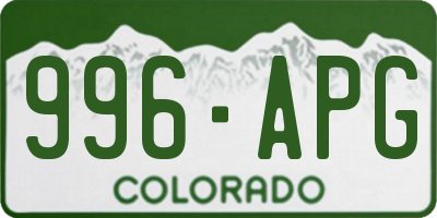 CO license plate 996APG