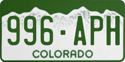CO license plate 996APH