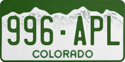 CO license plate 996APL