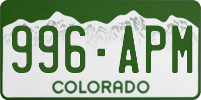CO license plate 996APM