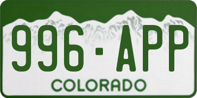 CO license plate 996APP