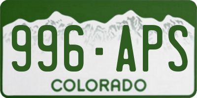 CO license plate 996APS