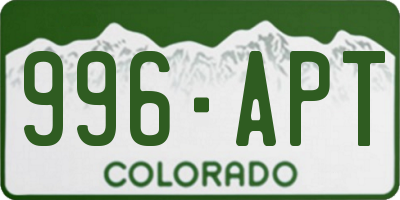 CO license plate 996APT