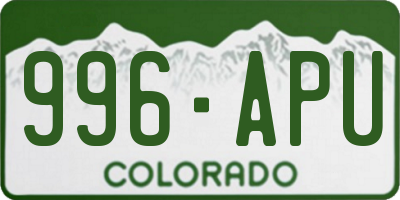CO license plate 996APU