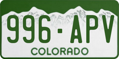 CO license plate 996APV