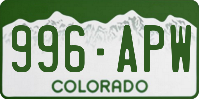 CO license plate 996APW