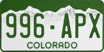 CO license plate 996APX