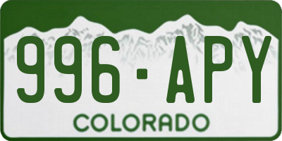 CO license plate 996APY