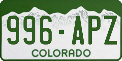 CO license plate 996APZ