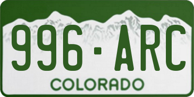 CO license plate 996ARC