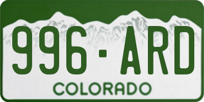 CO license plate 996ARD