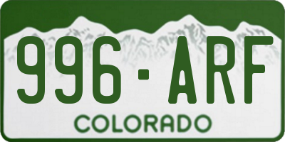 CO license plate 996ARF