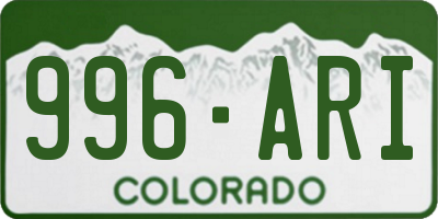 CO license plate 996ARI