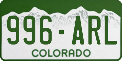 CO license plate 996ARL