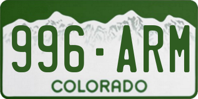 CO license plate 996ARM