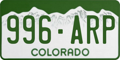 CO license plate 996ARP