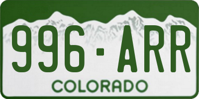 CO license plate 996ARR