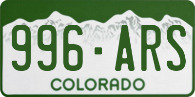 CO license plate 996ARS