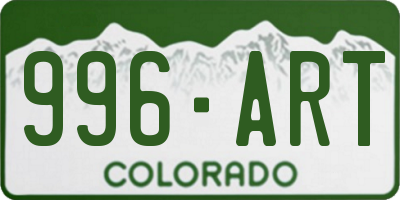CO license plate 996ART