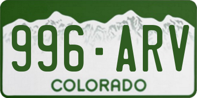 CO license plate 996ARV