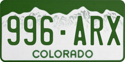 CO license plate 996ARX