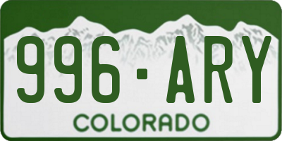 CO license plate 996ARY