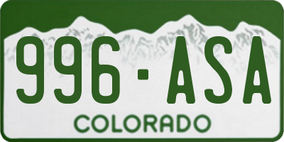 CO license plate 996ASA
