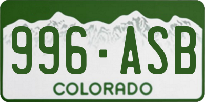 CO license plate 996ASB