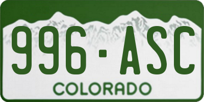 CO license plate 996ASC