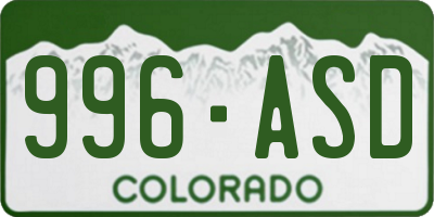 CO license plate 996ASD