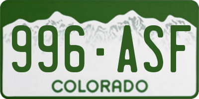CO license plate 996ASF