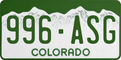 CO license plate 996ASG