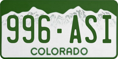 CO license plate 996ASI