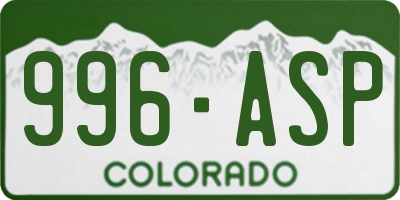 CO license plate 996ASP
