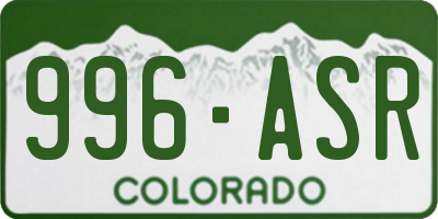 CO license plate 996ASR