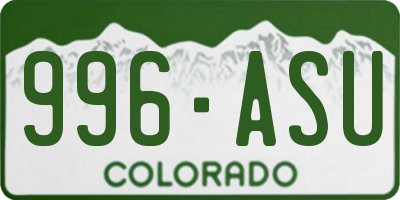 CO license plate 996ASU