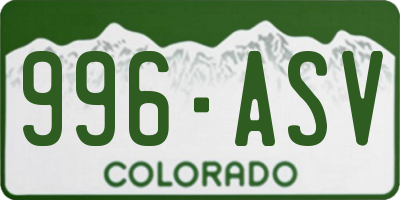 CO license plate 996ASV
