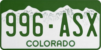 CO license plate 996ASX