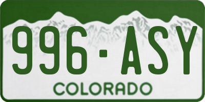 CO license plate 996ASY