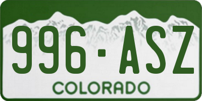 CO license plate 996ASZ
