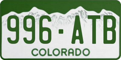CO license plate 996ATB