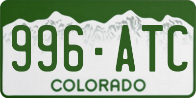 CO license plate 996ATC