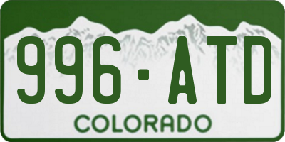 CO license plate 996ATD