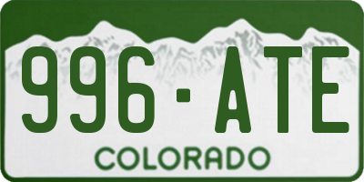 CO license plate 996ATE