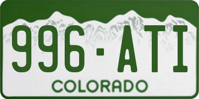 CO license plate 996ATI