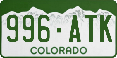 CO license plate 996ATK