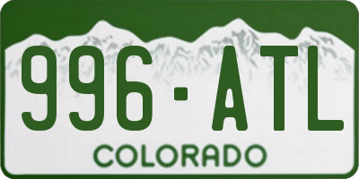 CO license plate 996ATL